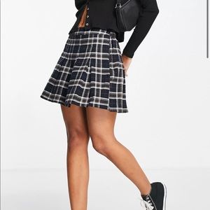 Hollister check print pleated mini skirt in blue